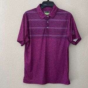 Mens PGA Tour Pro Series Golf Performance Polo, Purple,Small, Athletic Fit